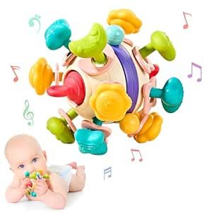 Baby Sensory Toys - Teething Montessori Toys for Babies, Infant Teethers Toys, Baby Rattle Chew Toys 0-3-6-12 to 18 Months, Gifts for Newborn Boys Girls, Toddler Travel Learning Educational Toys