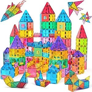 Jasonwell Magnetic Tiles Kids Magnetic Blocks Building Sets 3D Magnet Tile Building Blocks Magna Construction Educational STEM Toys Gifts for Toddlers Boys Girls 3 4 5 6 7 8 9 10 + Year Old