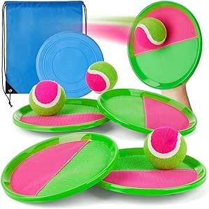 TOPLUS Toss and Catch Ball Set, 4 Paddles 4 Balls Kids Toys Outdoor Games for Kids Outside Toys Beach Toys Camping Games Indoor and Yard Game for Kids and Family Suitable for Kids Gift